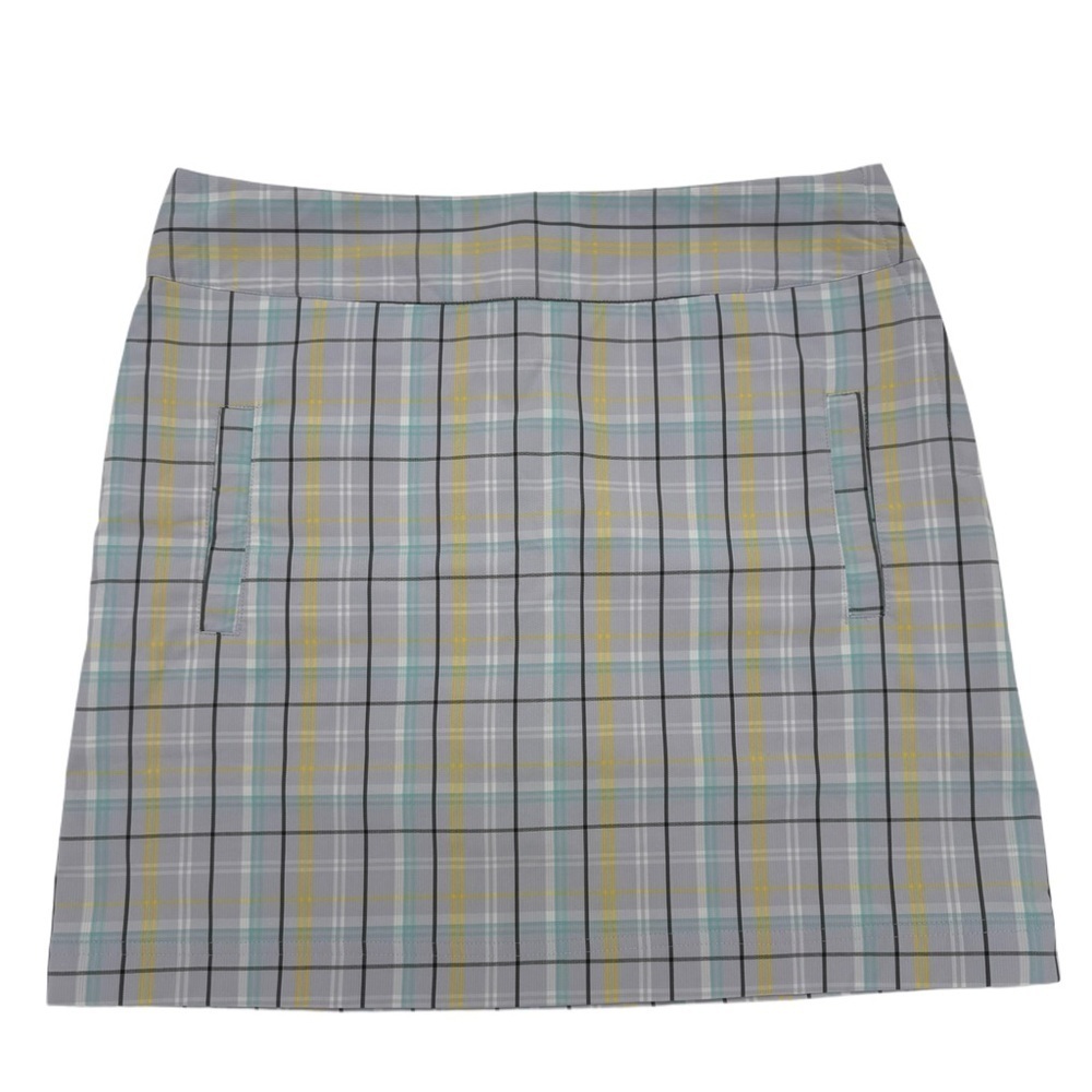Lija Gray and Blue Preppy Plaid Mini Pencil Golf Skirt Skort